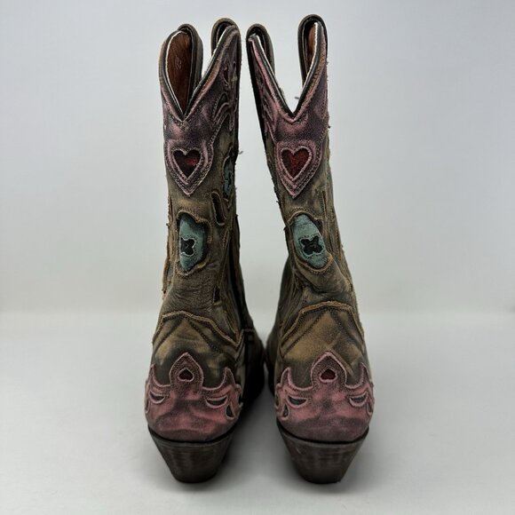 Dan Post Vintage Bluebird Snip Toe Leather Boots Size 10 Western Cowgirl - Picture 8 of 12